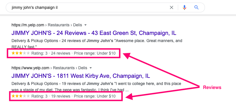 review serp features