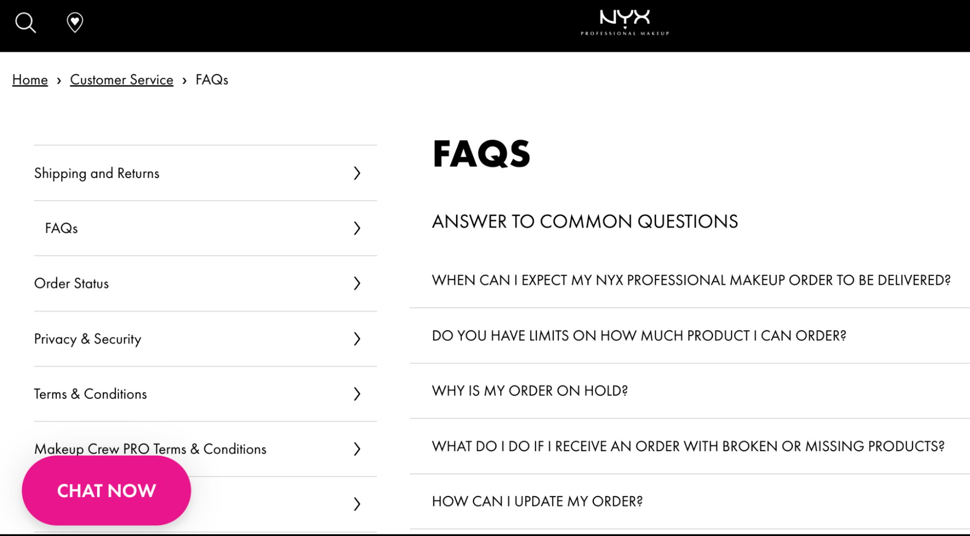 FAQs - NOW