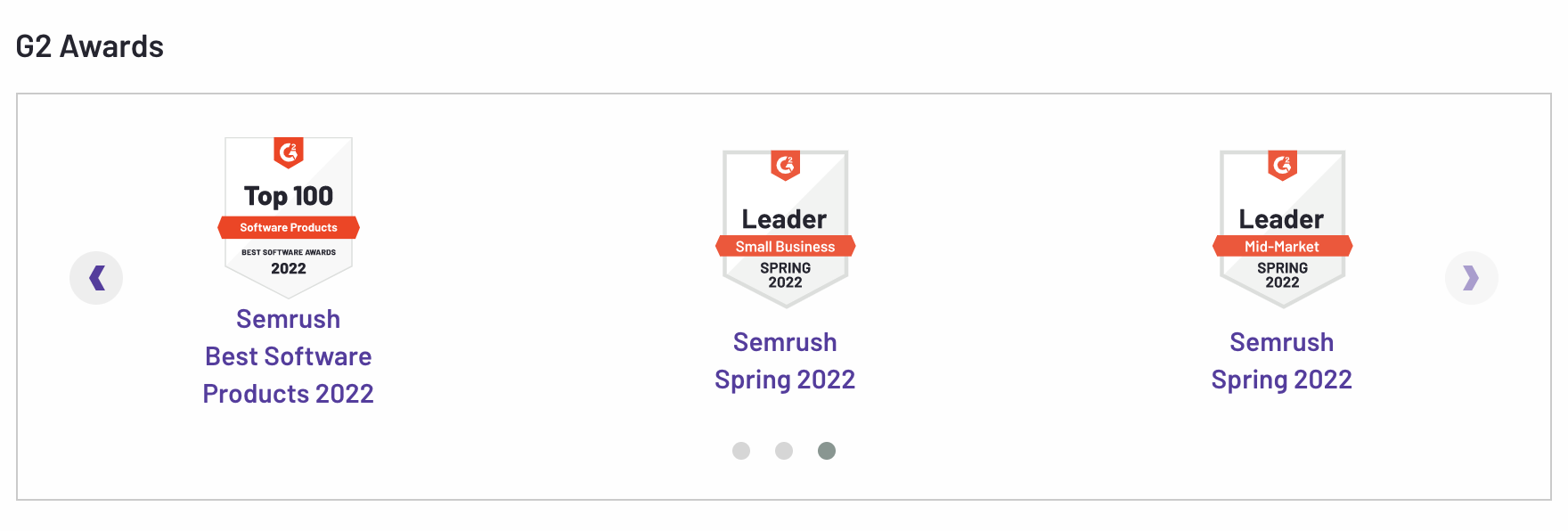 Semrush G2 軟件獎