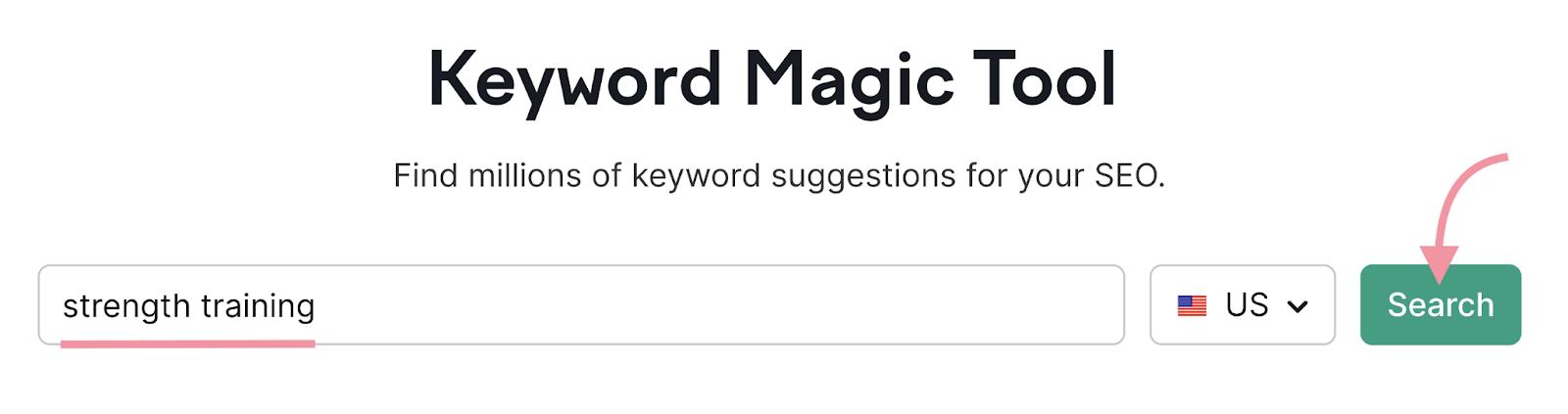 Keyword Magic Tool strength training search