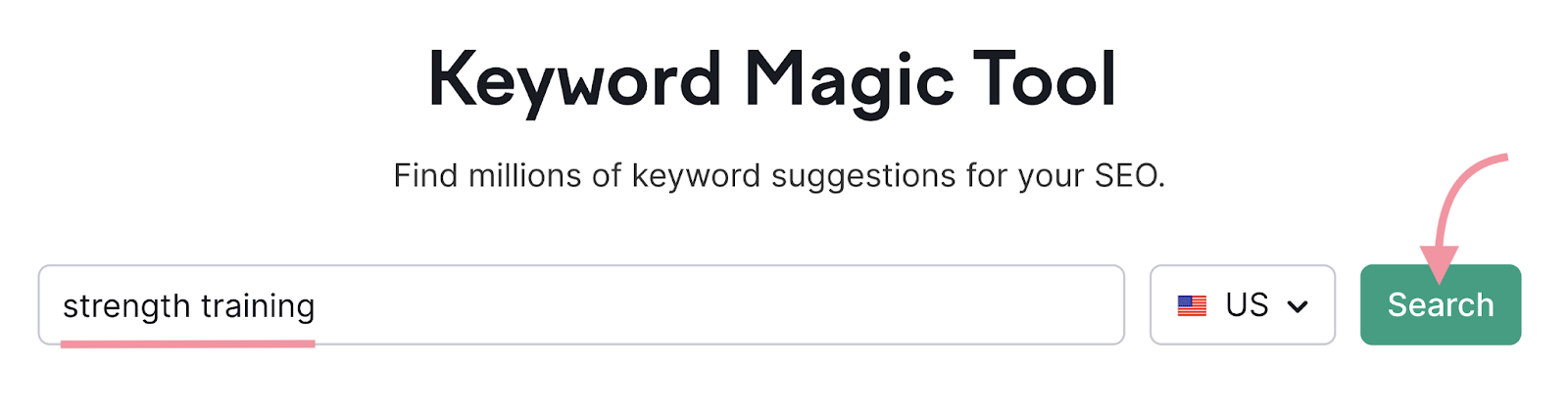 Keyword Magic Tool Krafttraining Suche