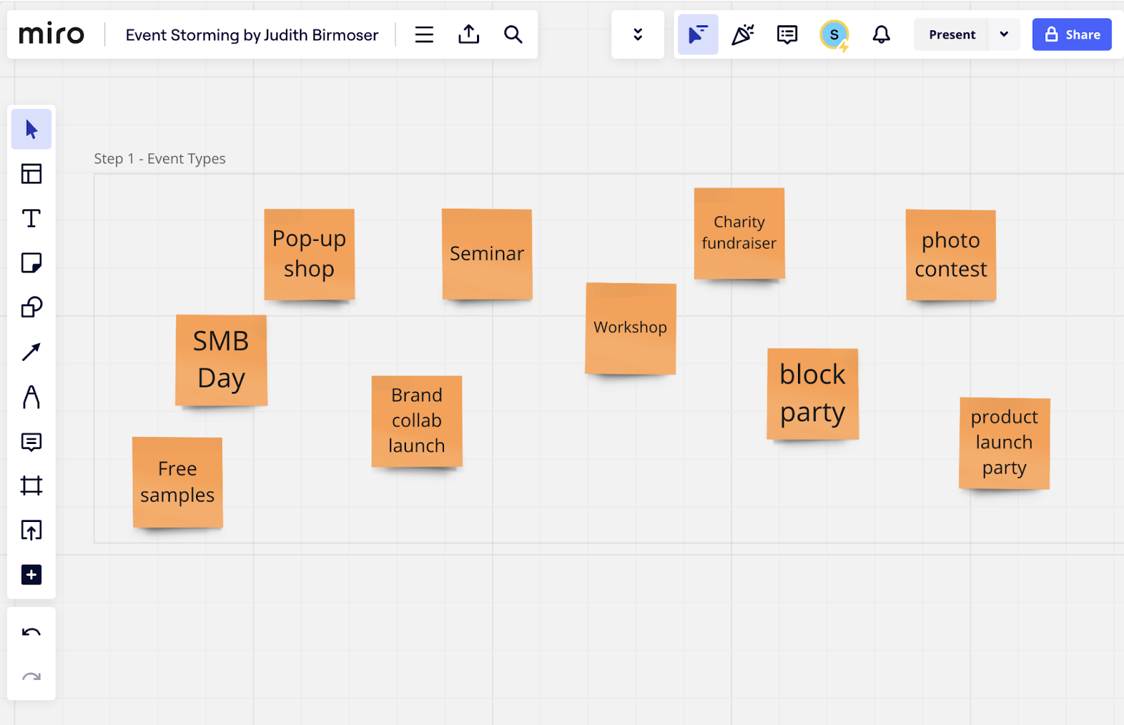 Event storming ideas committee  successful  Miro