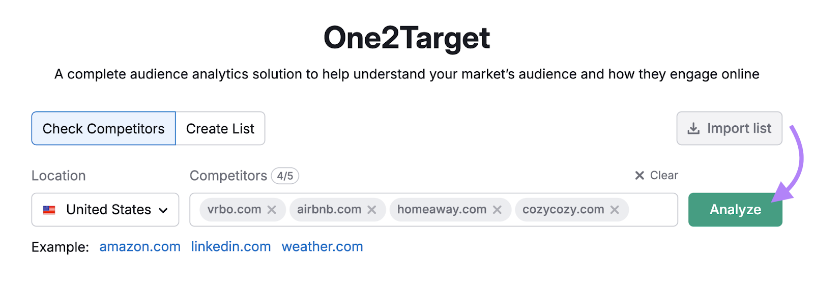 industry competitors entered into One2Target tool