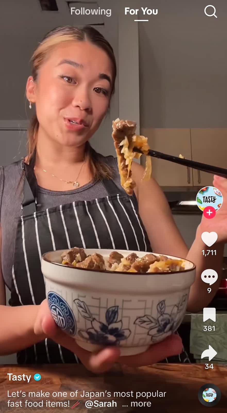 TikTok video by Tasty showing cooking tutorial.