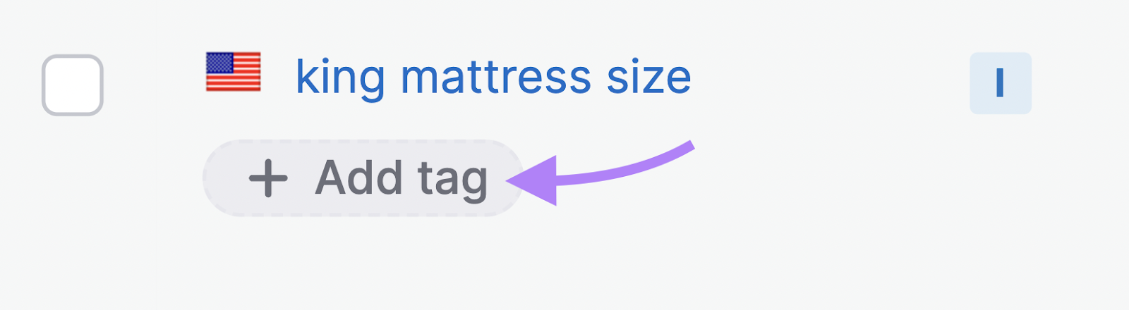 “+ Add tag” button in Keyword Manager