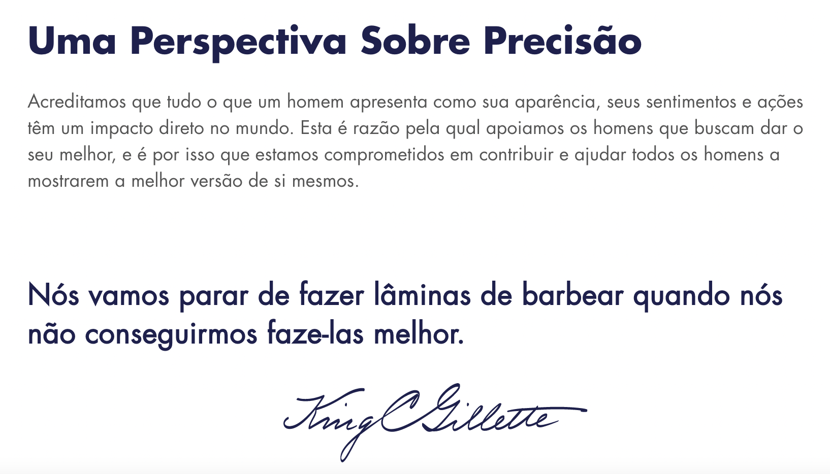 exemplo de tom de voz respeitoso - Gillette