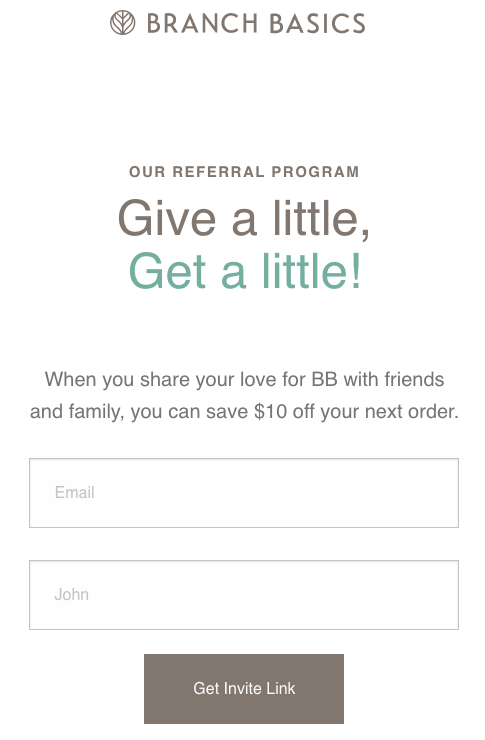 Branch Basics referral program page