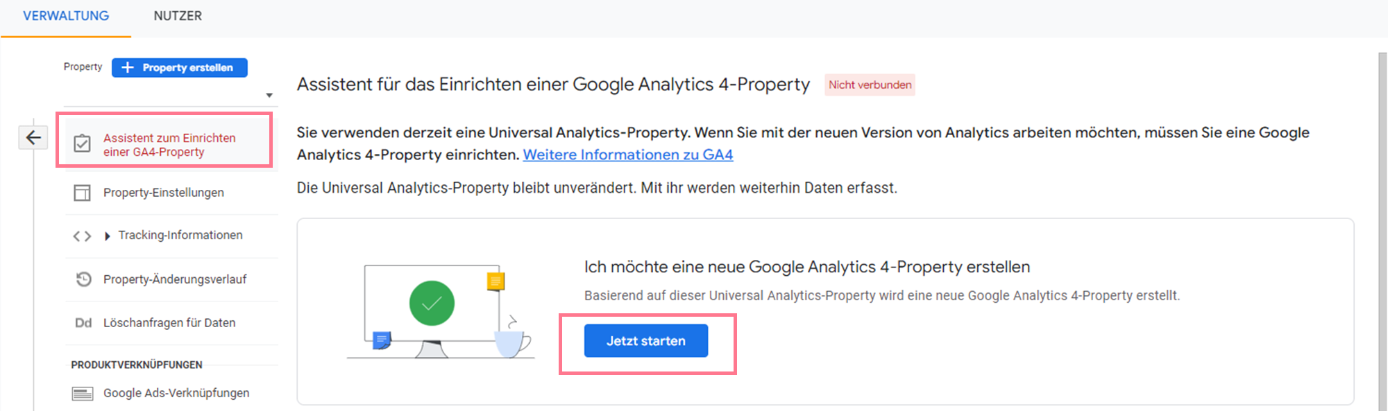 Google Analytics 4-Property erstellen