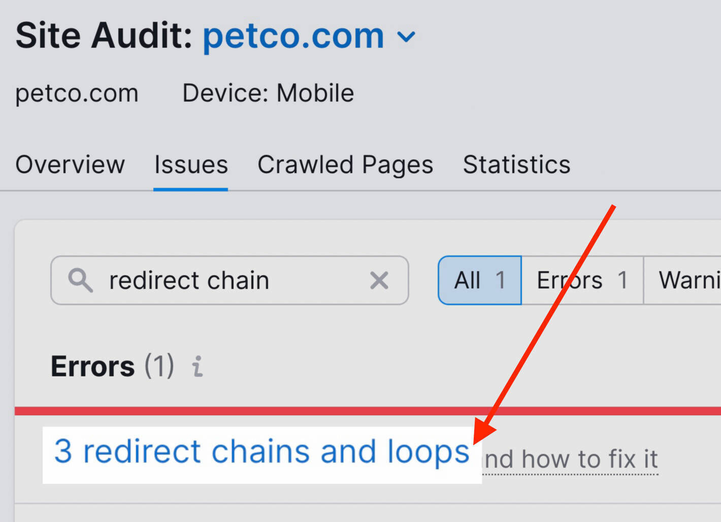 cadeias de redirecionamento e loops