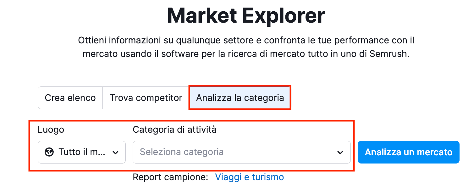 Market Explorer di Semrush