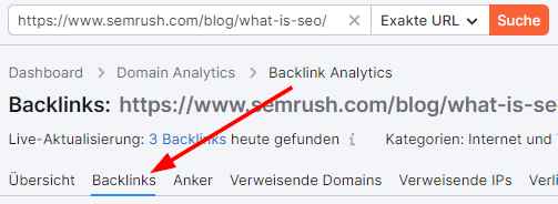 Screenshot: Backlink Analytics