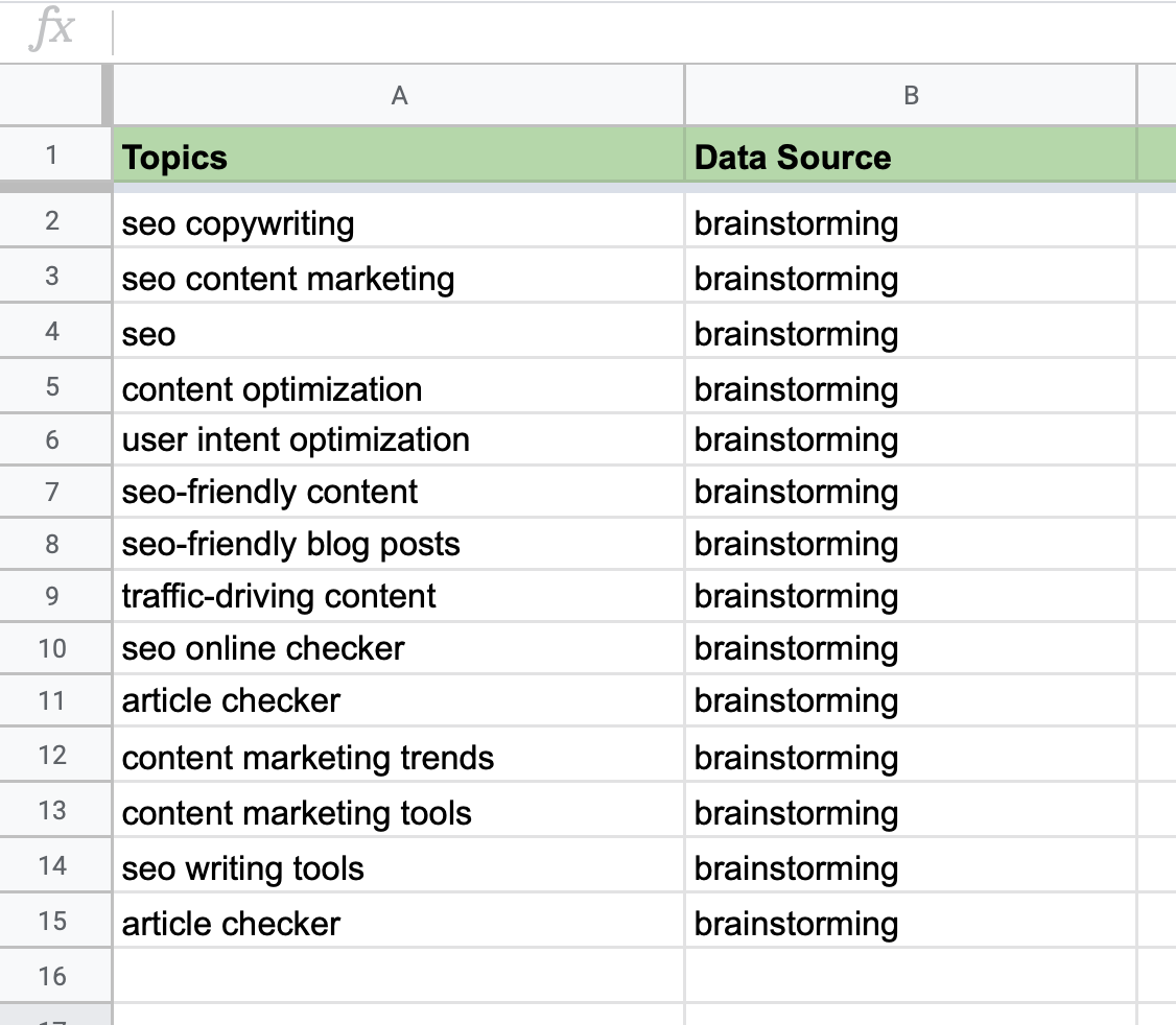 Plan de contenidos - Tabla fuente de datos