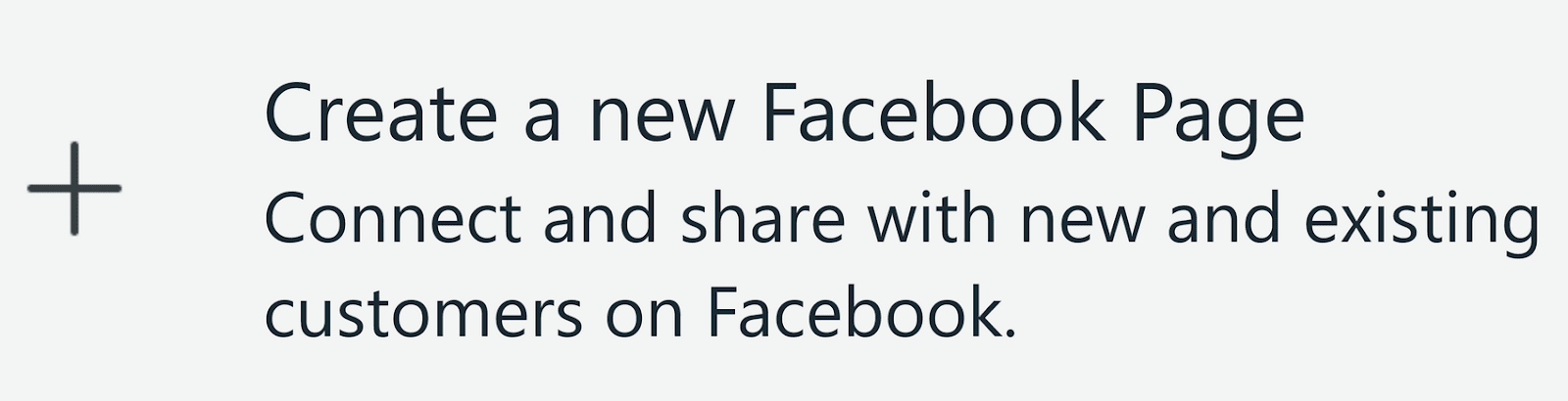“Create a new Facebook Page” option