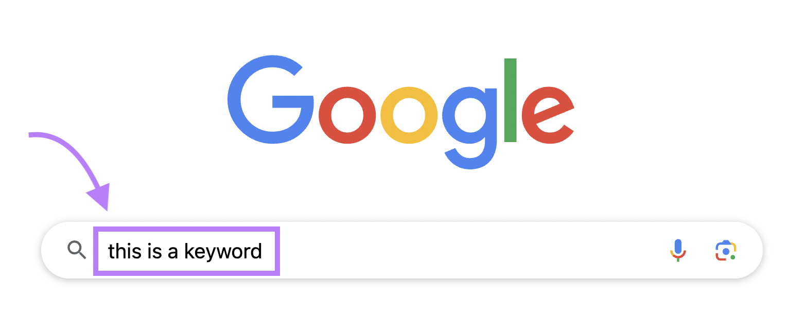 "this is a keyword" entered into Google search bar