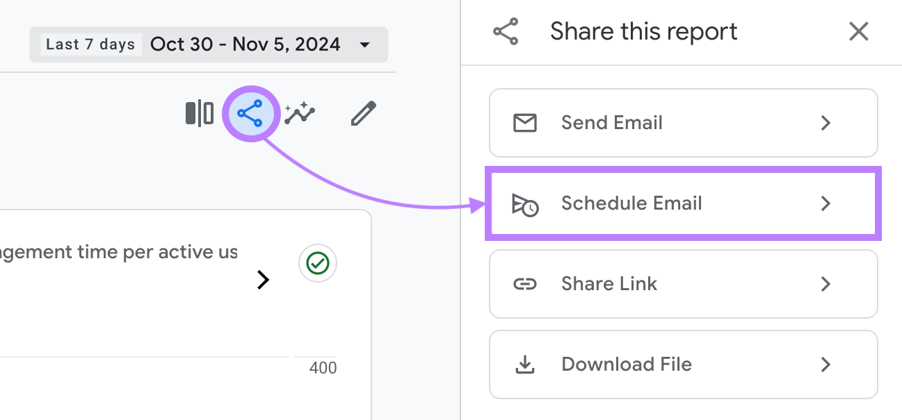 share icon highlighted and showing options similar  nonstop   email, docket   email, stock  link, and download file