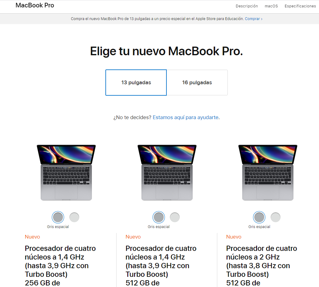 Canibalización de palabras clave - Comprar MacBook Pro 13"