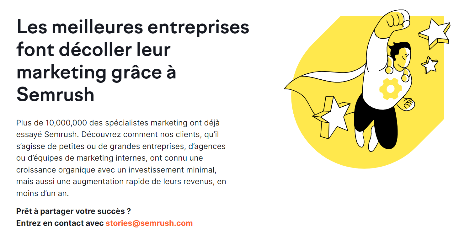 Page Success Stories de Semrush