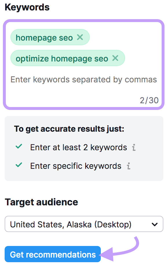 Enter keywords and people     assemblage  to the SEO Writing Assistant