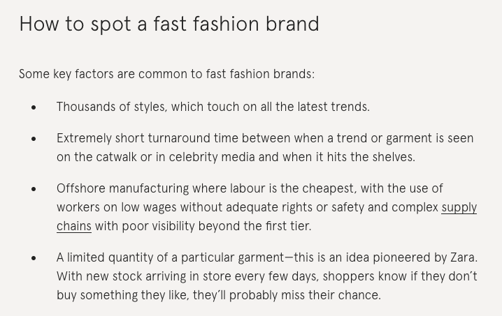 "How to spot a fast fashion brand" tips