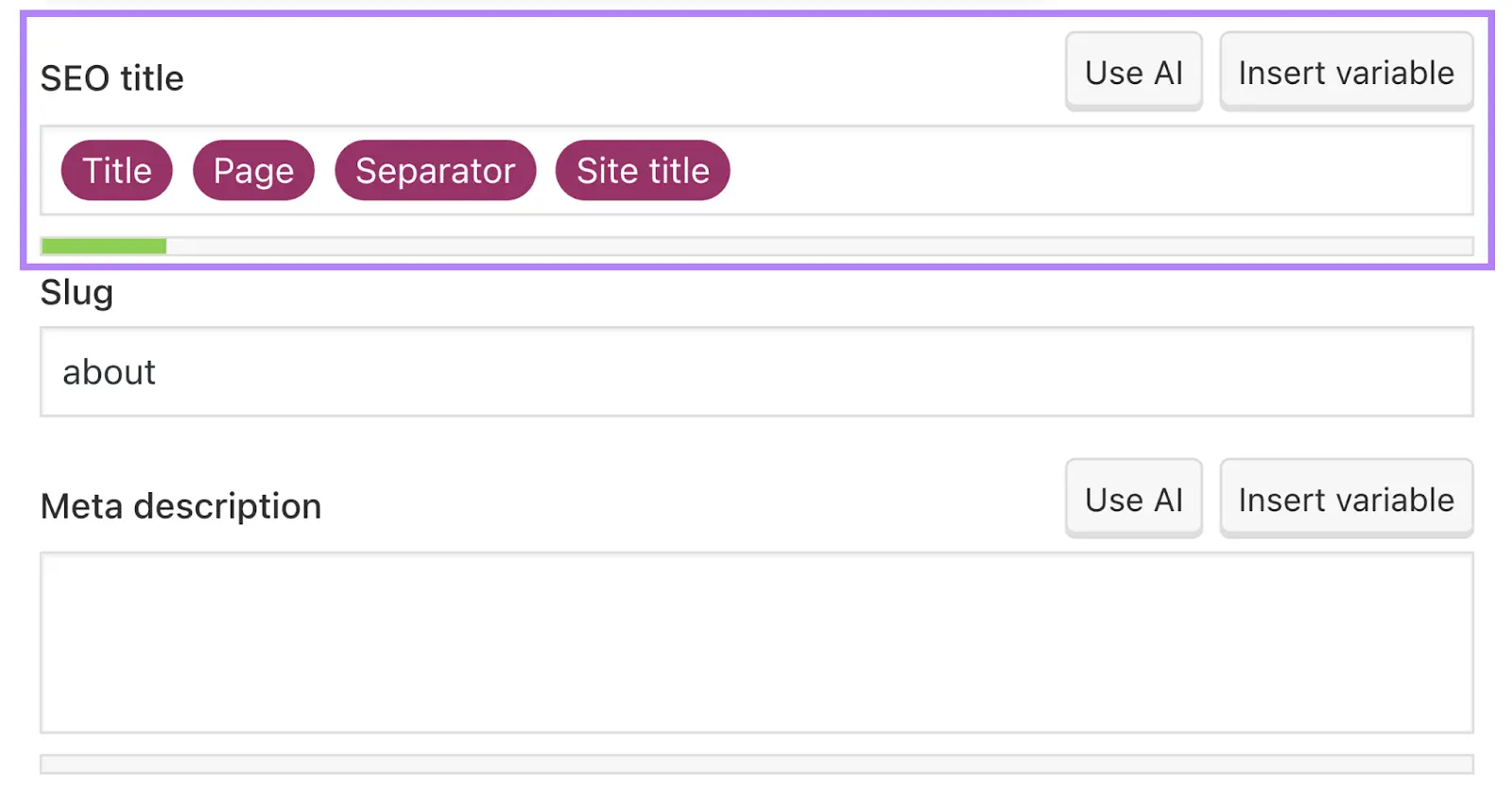 title tag setup signifier  successful  Yoast