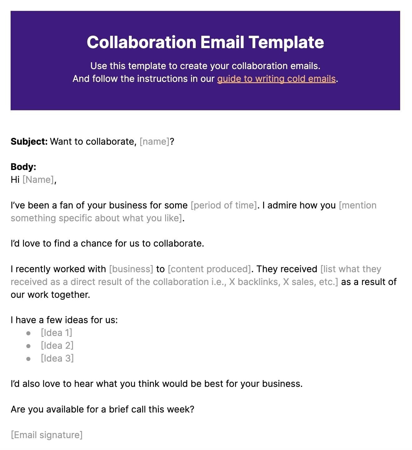 Collaboration Email Template