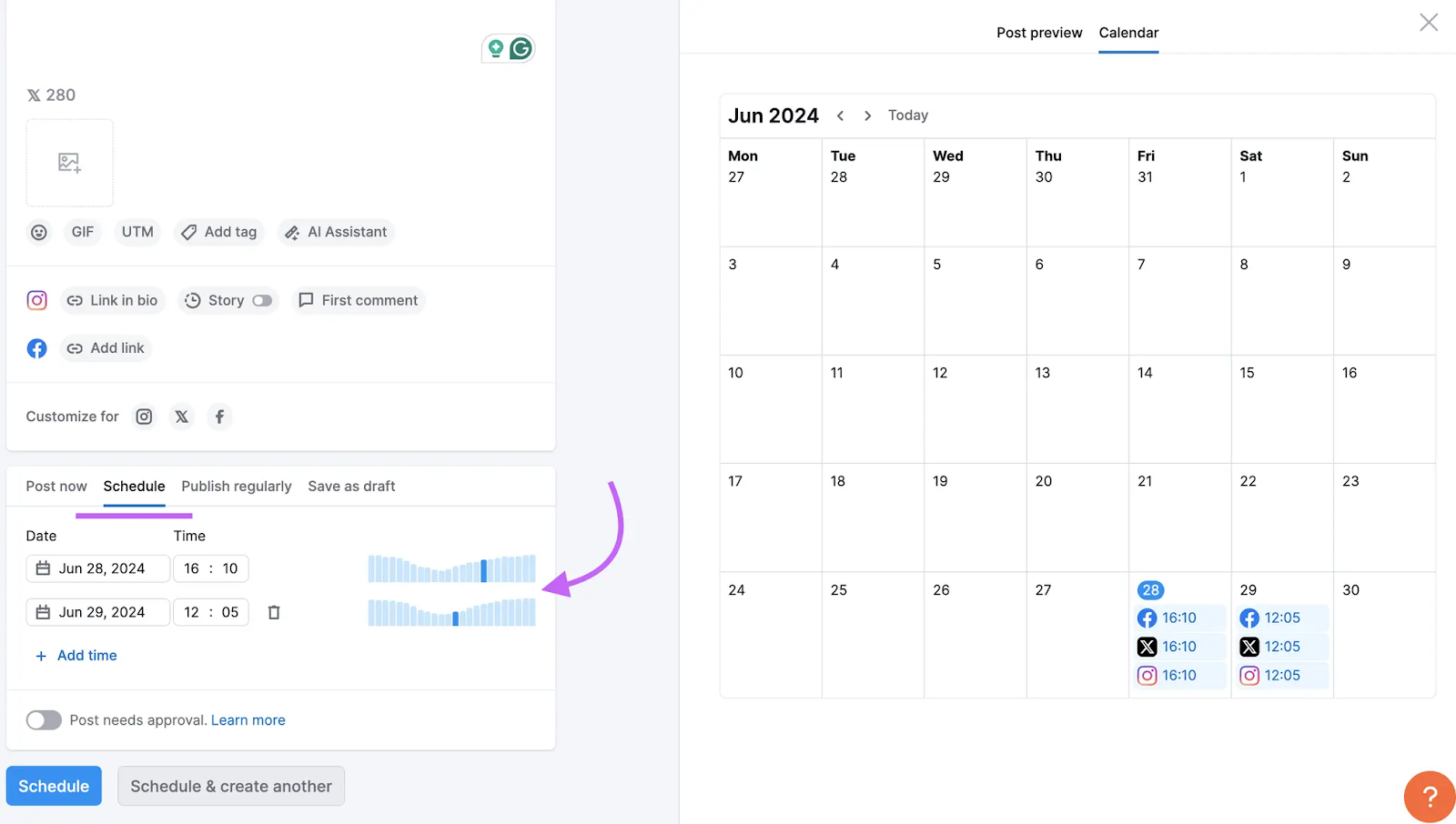 How to schedule a post in Social Poster