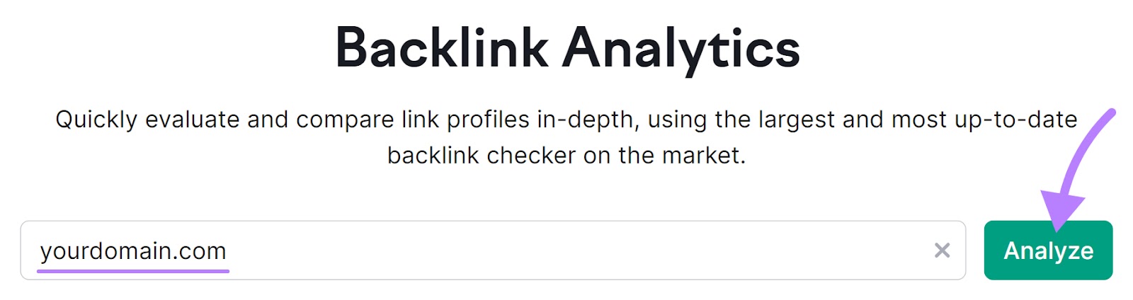 Domain entered into the Backlink Analytics tool