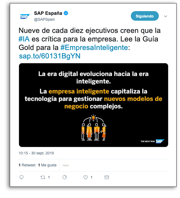 Presencia visual en redes sociales - Ejemplo SAP