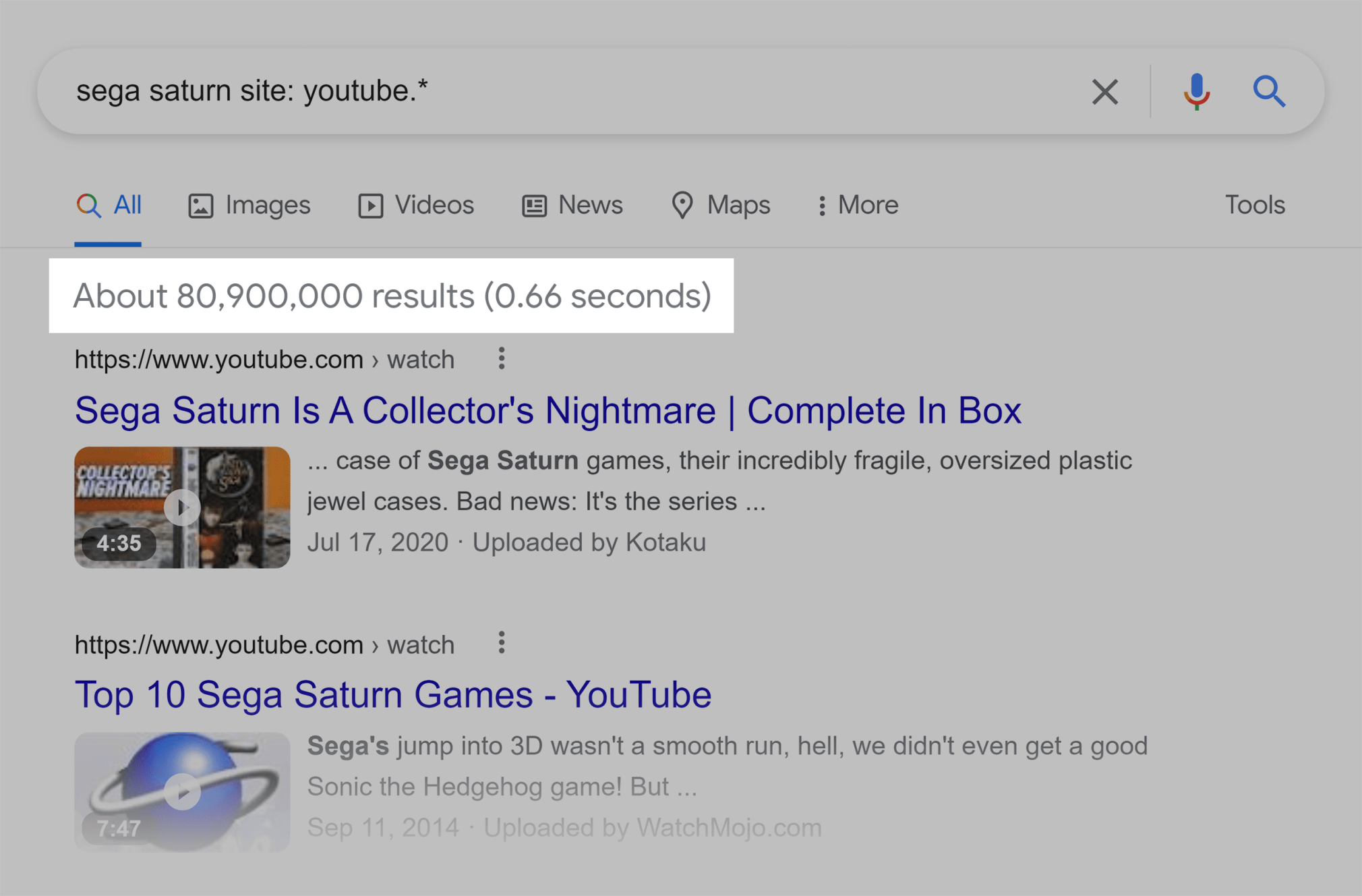 Google SERP – Videos – Sega Saturn