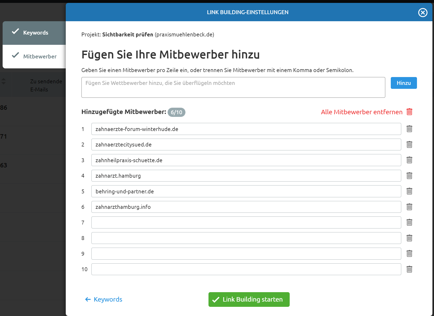 Link Building Tool Wettbewerber