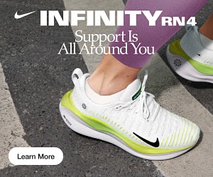 Nike's banner ad with "Infinityrn4 Support Is All Around You" slogan