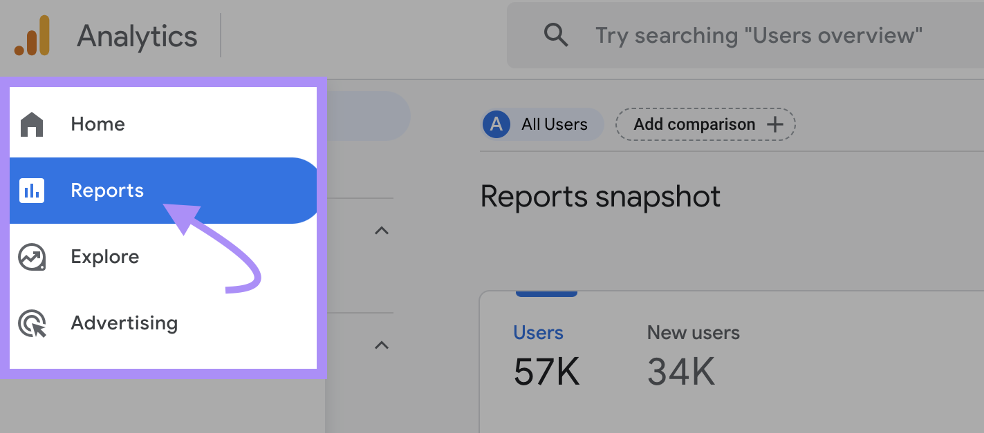 A Complete Step-by-Step Guide (2025) 61 “Reports” selected in GA4’s left sidebar