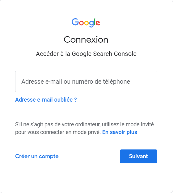 connexion google search console