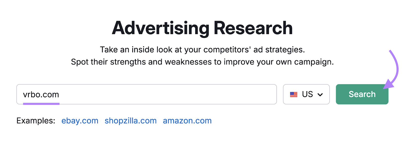 competitor entered into Advertising Research tool