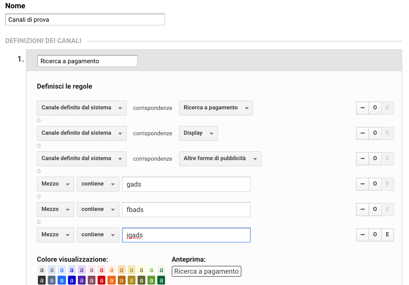 Come si raggruppano canali su Google Analytics