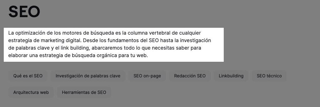 Categoría SEO del blog de Semrush