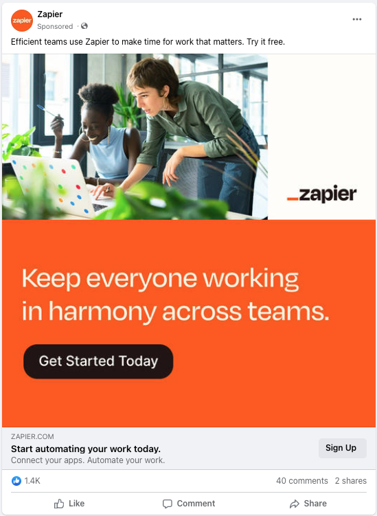 Zapier's ad on LinkedIn