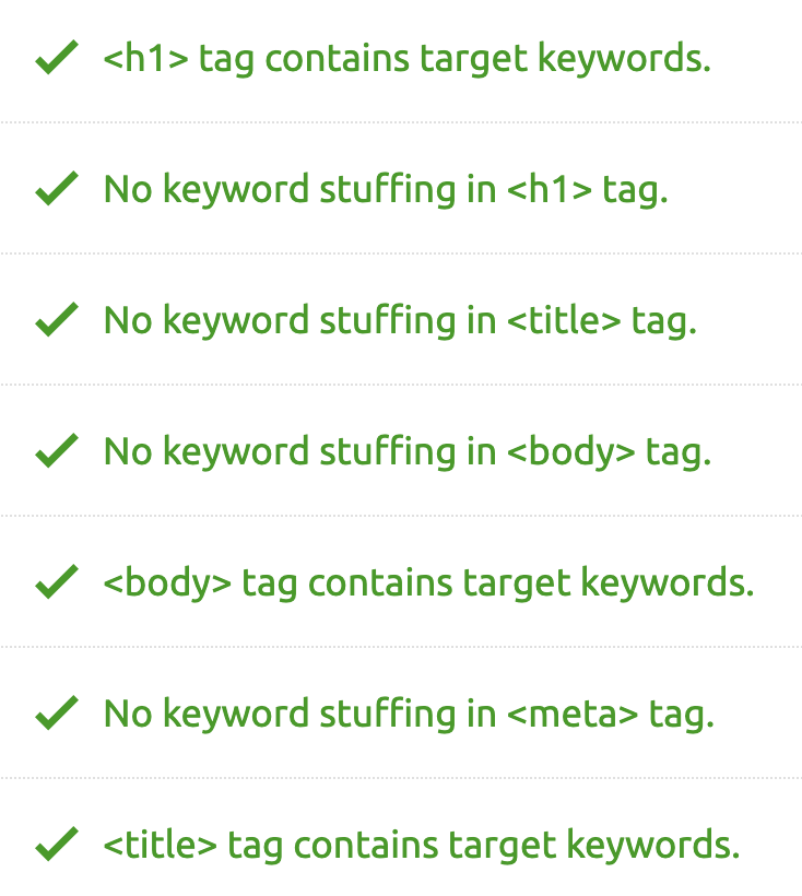 target keywords in key places check