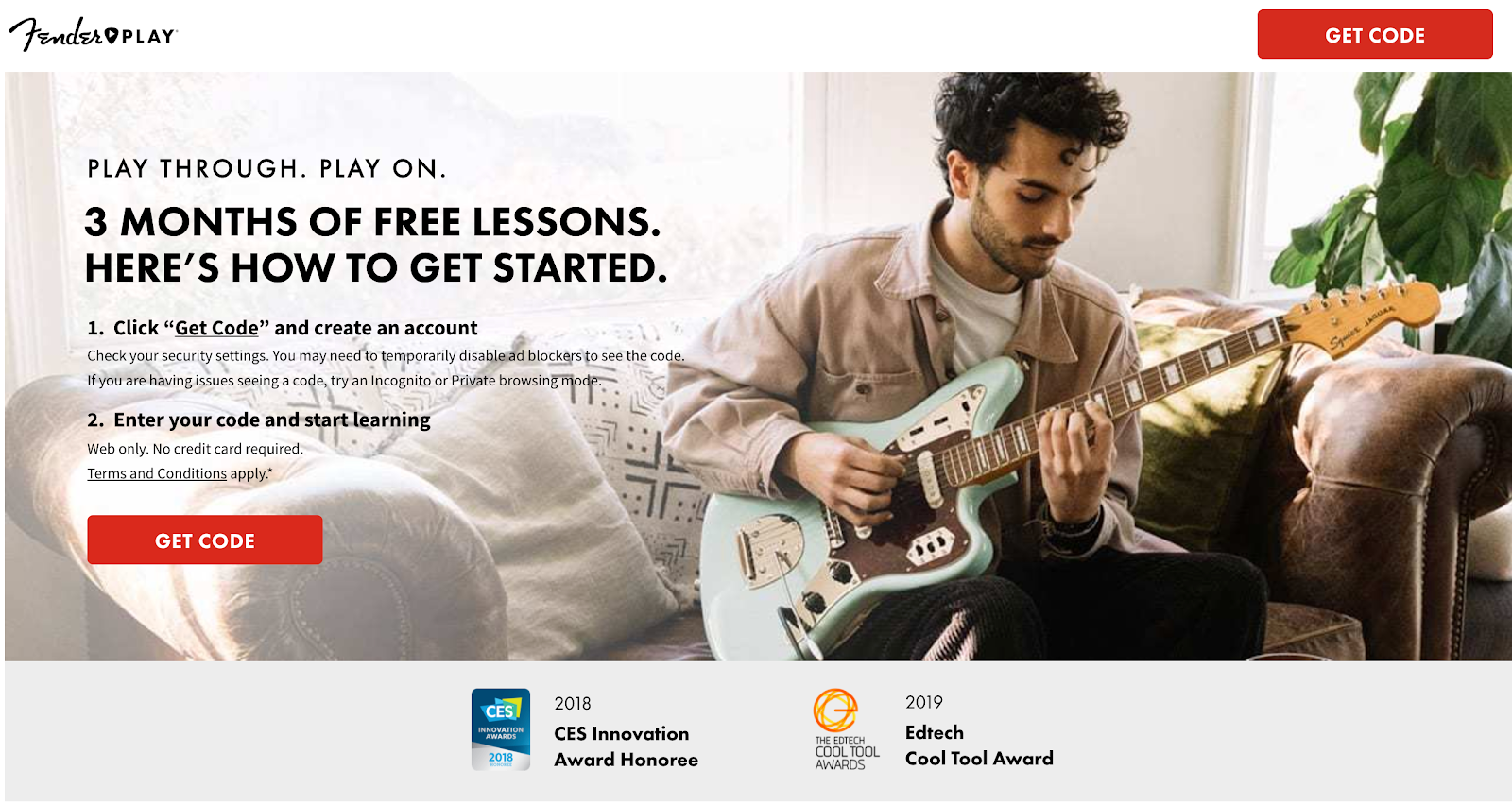 Online course by Fender page