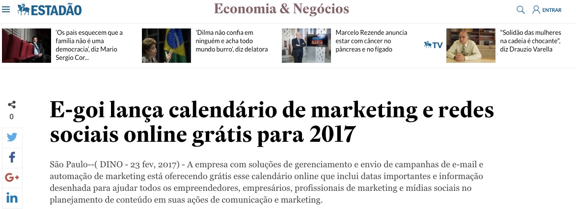 Calendário Marketing Clipping