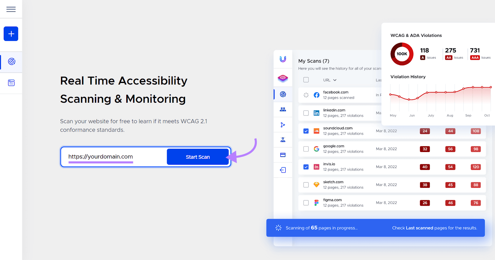 Semrush’s Accessibility Scan & Monitor app