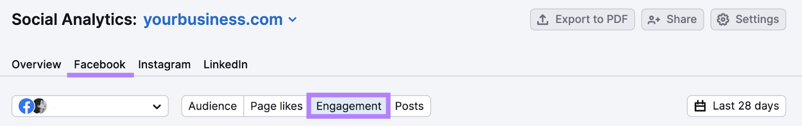 Facebook study  and engagement information  options selected