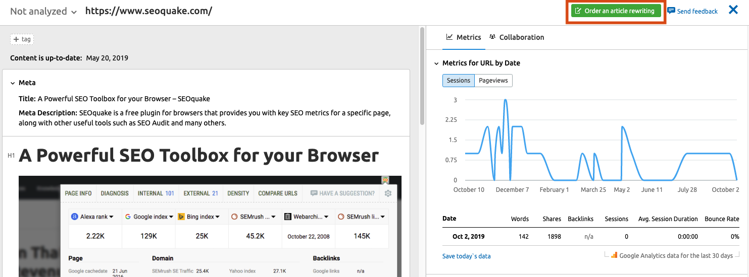 Reescreva seus artigos com a ferramenta Content Audit