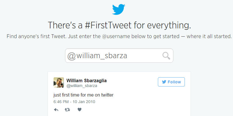 Dieci anni di Twitter: first tweet