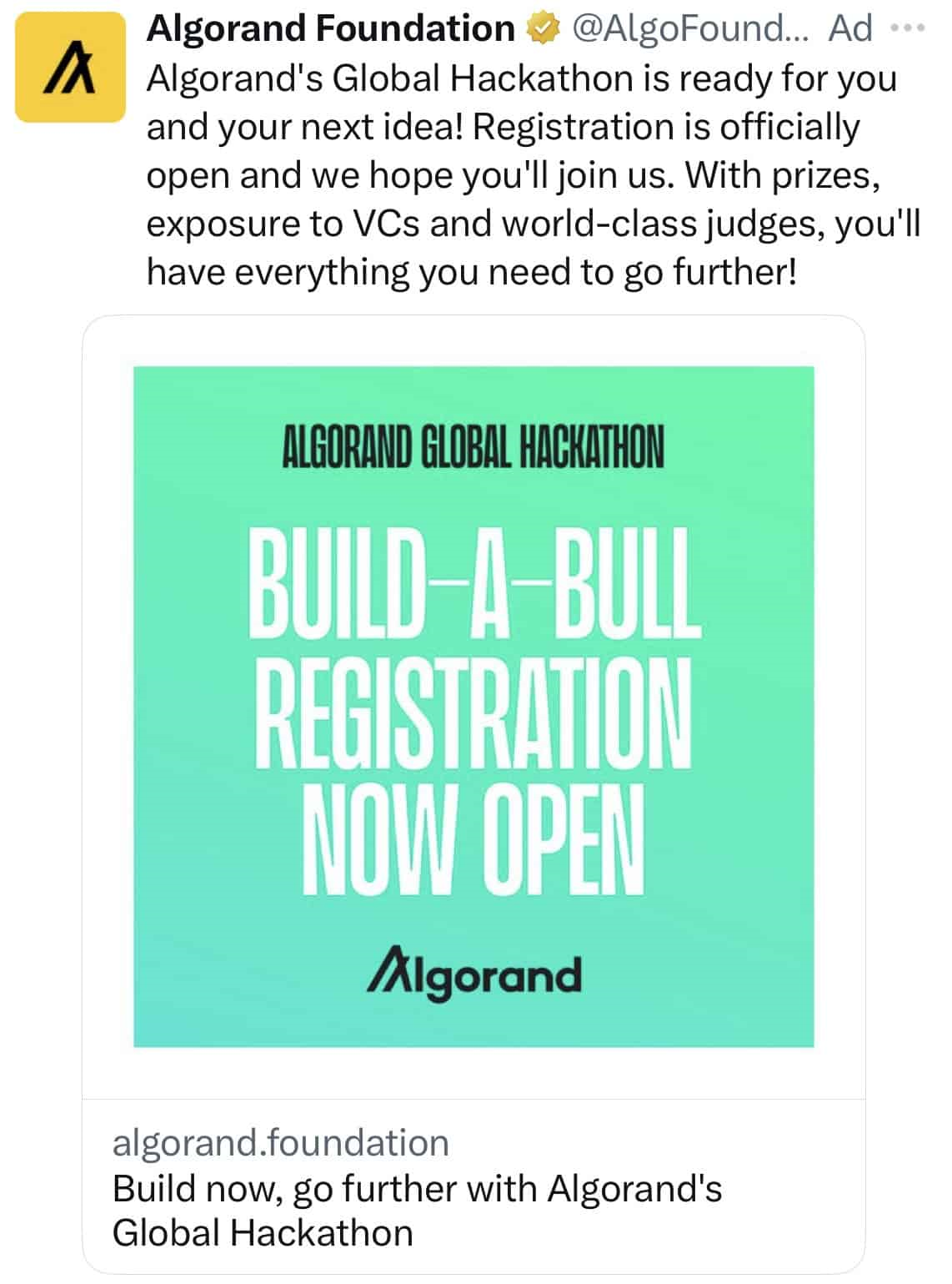 Algorand Foundation’s ad on X
