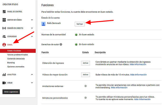 Crear canal Youtube - Funciones canal YouTube