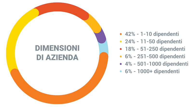 dimensione delle aziende intervistate per il report