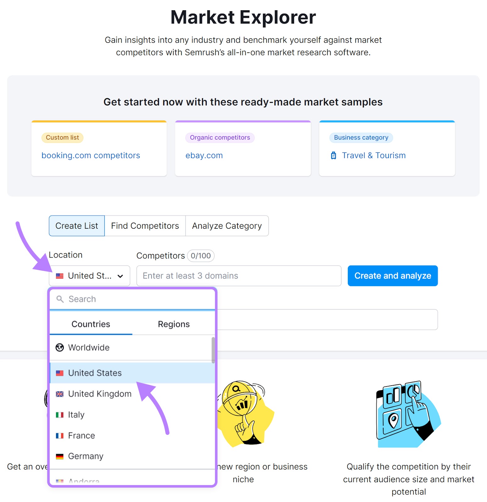 Market Explorer tool homepage