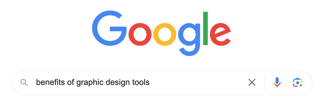 “benefits of graphic design tools”entered into Google search