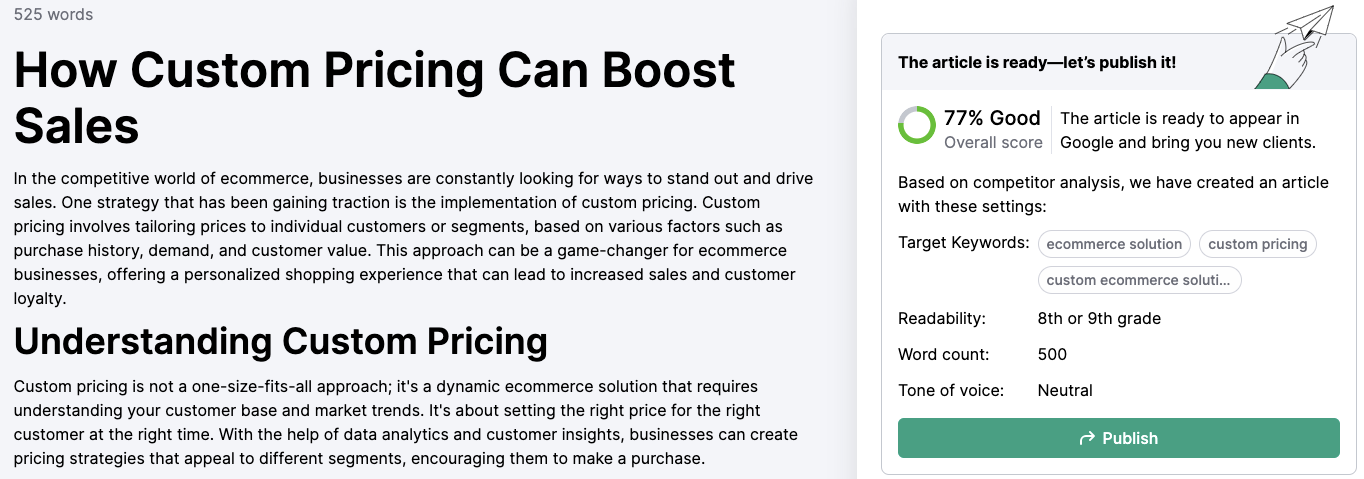 Contentshake AI article result ،led ،w custom prices can boost sales.